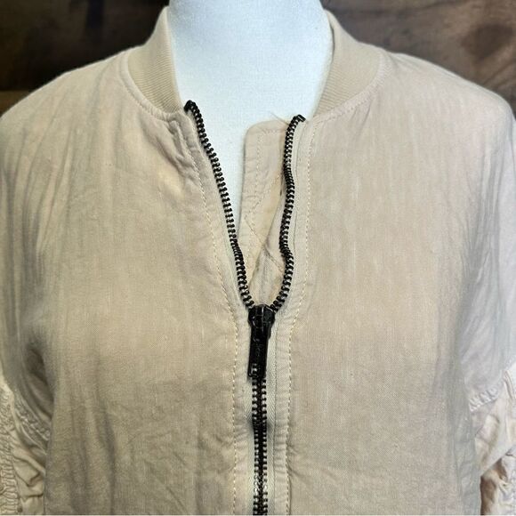Free people beige linen blend ruched jacket size XS - Picture 3 of 9